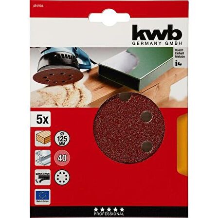 KWB Daire Zımpara 125 mm 40 Kum 5li 49491904