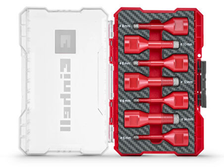 Orijinal Einhell 7 Parça M-CASE Taş Delici Uç Seti (7 mm elmas işlemeli kuru kesim için M14, uzun kullanım ömrü, küçük çaplar için soğutma sıvısı, saklama kutusu dahil) - 49500400
