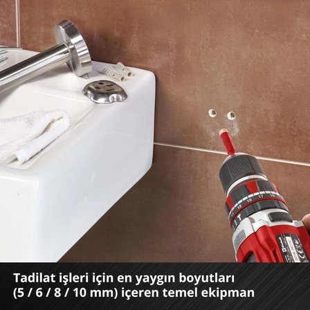 Orijinal Einhell XS-CASE 4 Parça Elmas Karo Matkap Ucu Seti (Kuru Kesim, 10 mm Elmas Kaplama, Parafin Dolgu, Süper İnce Turbo Kesici Kenar, E 6.3 Sap) - 49500404