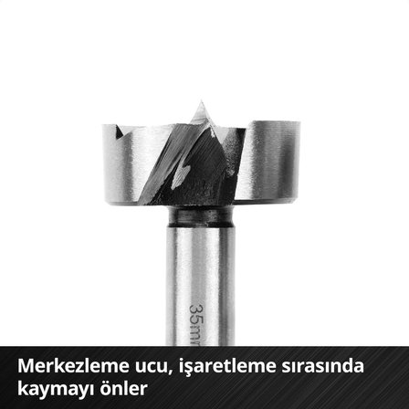 Orijinal Einhell M-CASE 5 parça Forstner delme ucu seti (C65 çelikten üretilmiş, E 6.3 şaftlı, çapraz kesici ağız, merkezleme ucu, konik uç yapısı, 4 kenarlı kapalı kesici ağız ve saklama kutusu dahil) - 49706003