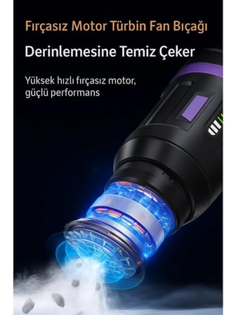 Mini Şarjlı Süpürge Üfleme Özelikli 8 Başlıklı Güçlü Motorlu Araba Ev Klavye ve Hasas Alan Temizliği