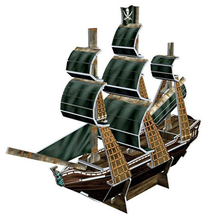 Revell 3D Puzzle 00115 Korsan Gemisi, Kafatası bayrağı ile Yelkenli Gemisi 3D Dünyayı Keşfet