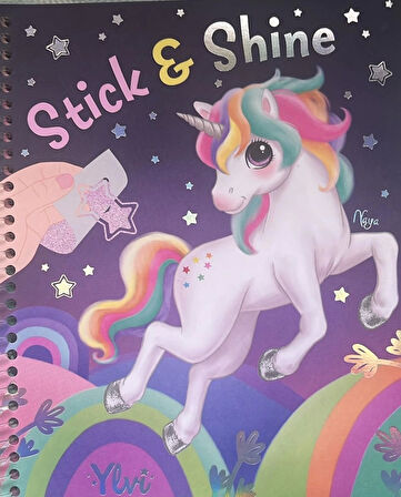 Top Model Unicorn Boyanabilir Şablonlu Stickerli Tasarım Defteri