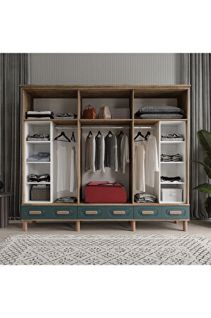 PERA 6 KAPAKLI YEŞİL GARDIROP TAMAMI MDF