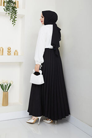 Dabıl krep kumaş Piliseli tesettür Etek