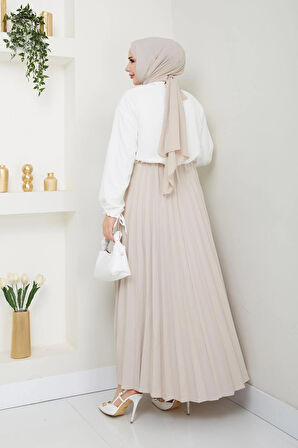 Dabıl krep kumaş Piliseli tesettür Etek