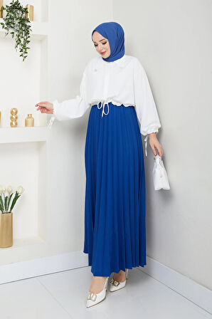 Dabıl krep kumaş Piliseli tesettür Etek