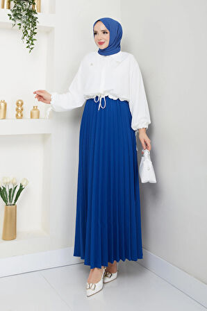 Dabıl krep kumaş Piliseli tesettür Etek