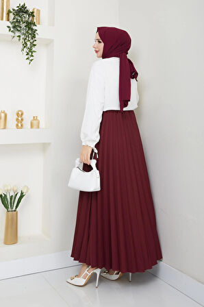 Dabıl krep kumaş Piliseli tesettür Etek