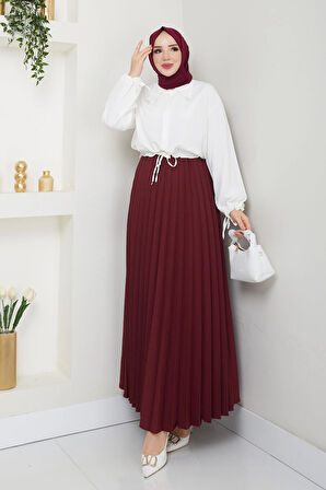 Dabıl krep kumaş Piliseli tesettür Etek