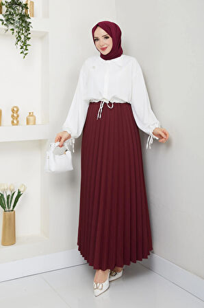 Dabıl krep kumaş Piliseli tesettür Etek