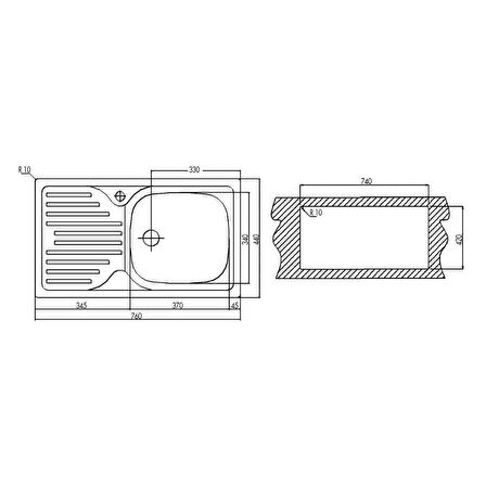 TEKA INFANT 45 Paslanmaz çelik Eviye DEKORLU SOL 40109762