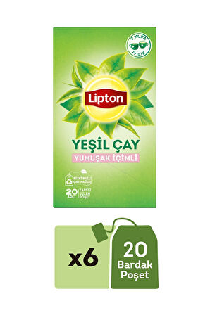 Lipton Yumuşak İçimli Yeşil Çay 6 x 20 li 1 G
