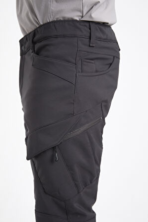 Camp593 Outdoor Softshell Su Ve Rüzgara Dayanıklı içi Polarlı Kışlık Erkek Taktik Pantolon
