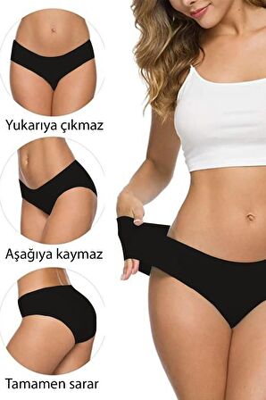 Kadın Lazer Kesim Dikişsiz Esnek Iz Yapmayan Toparlayıcı 5'li 5 Adet Külot