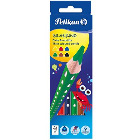 Pelikan Kuru Boya Kalemi Silverino Jumbo Üçgen 6 Lı 700610