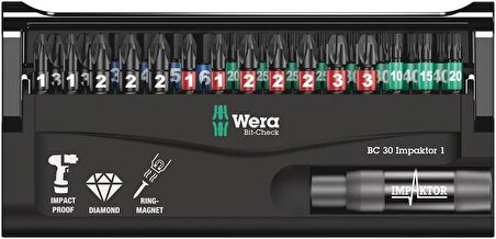 Wera Bit-Check 30 lu impaktor Bits Seti 1 05057690001