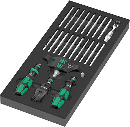 Wera 9752 Özel Kesim Sünger Kraftform Kompakt Cırcırlı Set 1