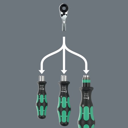Wera 8011 Zyklop Mini 4 Bits tutuculu cırcır, 1/4", 1/4" x 50 mm