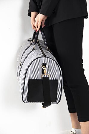 Silver Polo  Kadın  1067-40143 VALİZ M132 SİYAH BEYAZ-MAT SİYAH