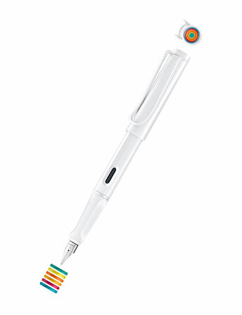 Lamy Safari Multicolor Rings Set All White Dolma Kalem - EF Uç 0B1-MC-AW-EF