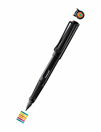 Lamy Safari Multicolor Rings Set All Black Dolma Kalem - EF Uç 0B2-MC-AB-EF