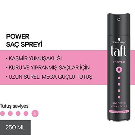 Taft Power Kaşmir Parlaklığı Mega Güçlü Saç Spreyi 250 Ml