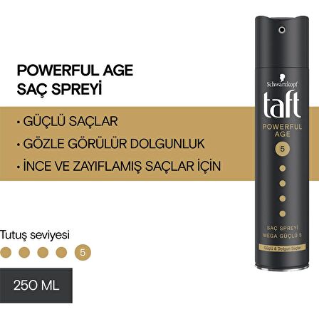 Taft Saç Sprey Powerful Age Mega Güçlü 5 250 Ml