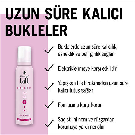 Taft Saç Köpüğü Curl & Flex No: 3 Uzun Süre Kalıcı Bukleler 150 ml