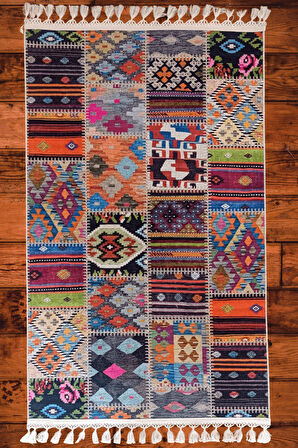 DECOSER DELÜX 4015 RENKLİ PATCHWORK MULTİ PAMUK YIKANABİLİR KİLİM