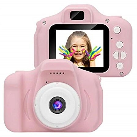 QASUL Çocuk Pembe Mini Hd 1080p Dijital Fotoğraf Makinesi 5 Oyunlu Cmr9