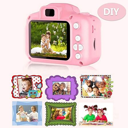 QASUL Çocuk Pembe Mini Hd 1080p Dijital Fotoğraf Makinesi 5 Oyunlu Cmr9