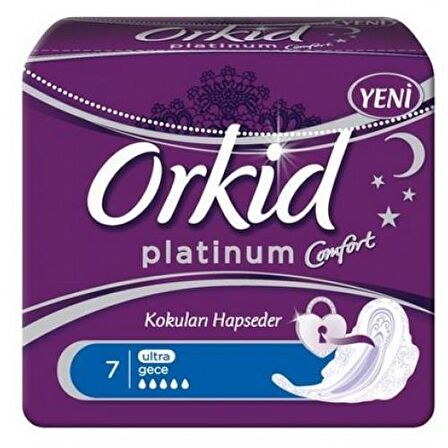 Orkid Platinum Hijyenik Ped Gece Tekli Paket 6 Ped