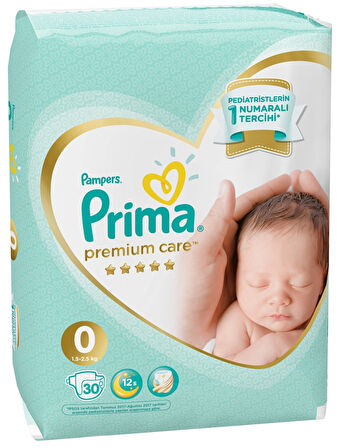 Prima Premium Care Bebek Bezi Beden:0 (1.5-2.5Kg) Prematüre 30 Adet Ekonomik Pk