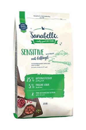 Sanabelle Sensitive Gulutensiz Kümes Hayvanlı Yetişkin Kedi Maması 2 Kg