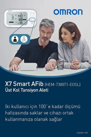 OMRON X7 Smart AFib Üst Koldan Ölçer Dijital Tansiyon Aleti