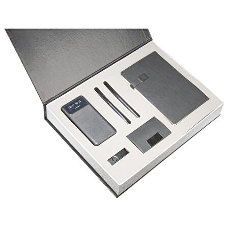 VIP Hediyelik Set - Powerbank, Defter, Kalem, USB Bellek ve Kartvizitlik - (5’li Kurumsal Seti)