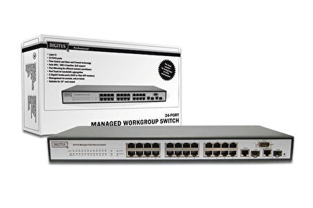 Digitus DN-60031 24 Port 100TX 1 Port 10/100/10000 2+ SNMP Yönetilebilir Fast Ethernet Switch