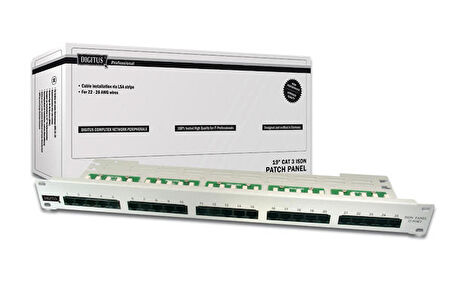 Digitus DN-91325-1 25 Port 1U CAT3 Zırhsız Isdn Siyah Patch Panel