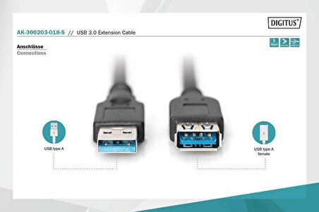 DIGITUS AK-300203-018-S 1,8m USB3.0 UZATMA. AE/AD