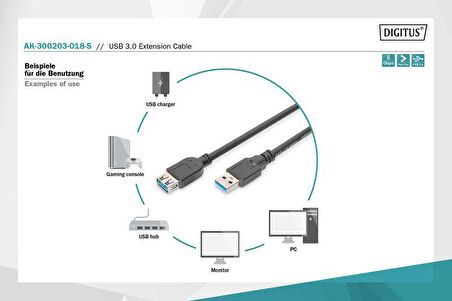 DIGITUS AK-300203-018-S 1,8m USB3.0 UZATMA. AE/AD