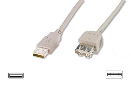 Digitus AK-300202-050-E 5 Mt USB 2.0 to USB 2.0 Erkek-Dişi AWG28 UL Bej USB 2.0 Uzatma Kablosu