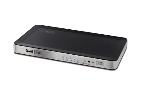 Digitus 5 Port HDMI Switch, 4 Giriş (HDMI Arayüzlü Kaynak Cihaz), 1 Çıkış (HDMI Arayüzlü Görüntü Aygıtı), 1 PC Bağlantısı (USB)&lt;br&gt;Digitus HDMI Video Switch 4+1 PORT + Integrated PC Connection