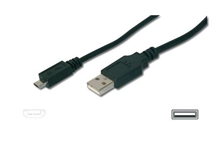 Digitus AK-300127-018-S 1.8 Mt USB 2.0 to micro USB B Erkek-Erkek AWG28 UL USB 2.0 Kablo