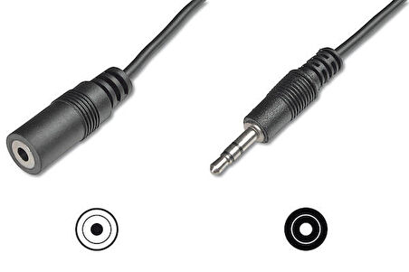 Digitus AK-510200-050-S 5 Mt 3.5mm to 3.5mm Erkek-Dişi CCS Zırhlı Ses kablosu