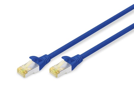 CAT 6A S-FTP bağlantı kablosu, bakır, LSZH AWG 26/7, uzunluk 50 CM, mavi renk