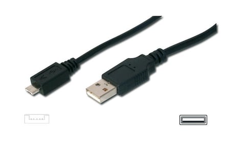 Digitus AK-300109-018-S 1.8 Mt USB 2.0 to micro USB Erkek-Erkek AWH28 UL USB 2.0 Kablo