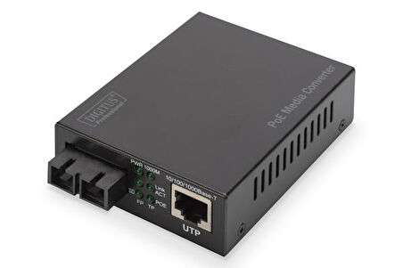 Digitus DN-82160 20 Km 1 Port Gigabit Ethernet PoE+ Single Mode 30W SC Media Converter