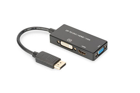 Digitus AK-340418-002-S DISPLAY PORT to VGA DVI-D HDMI Erkek-Dişi 4K Görüntü Çoklayıcı