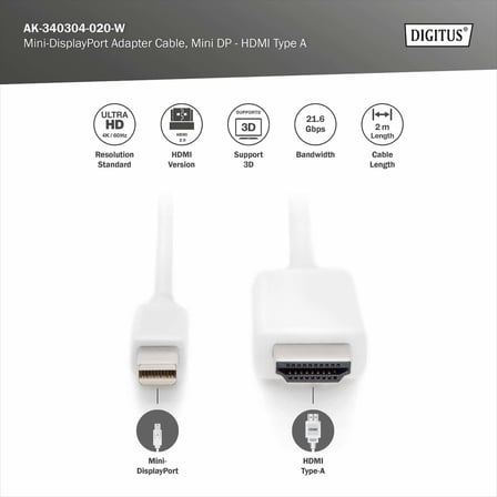 DIGITUS mDP-HDMI Görüntü Adaptörü (AK.340304.020.W)